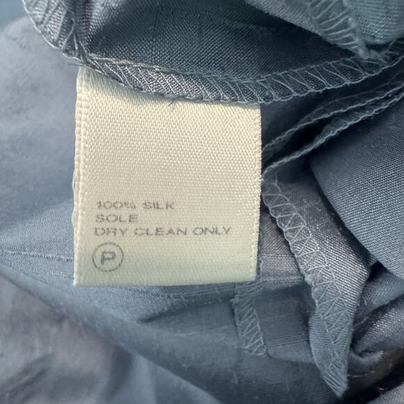 Lafayette 148 New York Sz 8 Silk Textured Pants Cropped Slits Classy Steel Blue - Picture 4 of 8